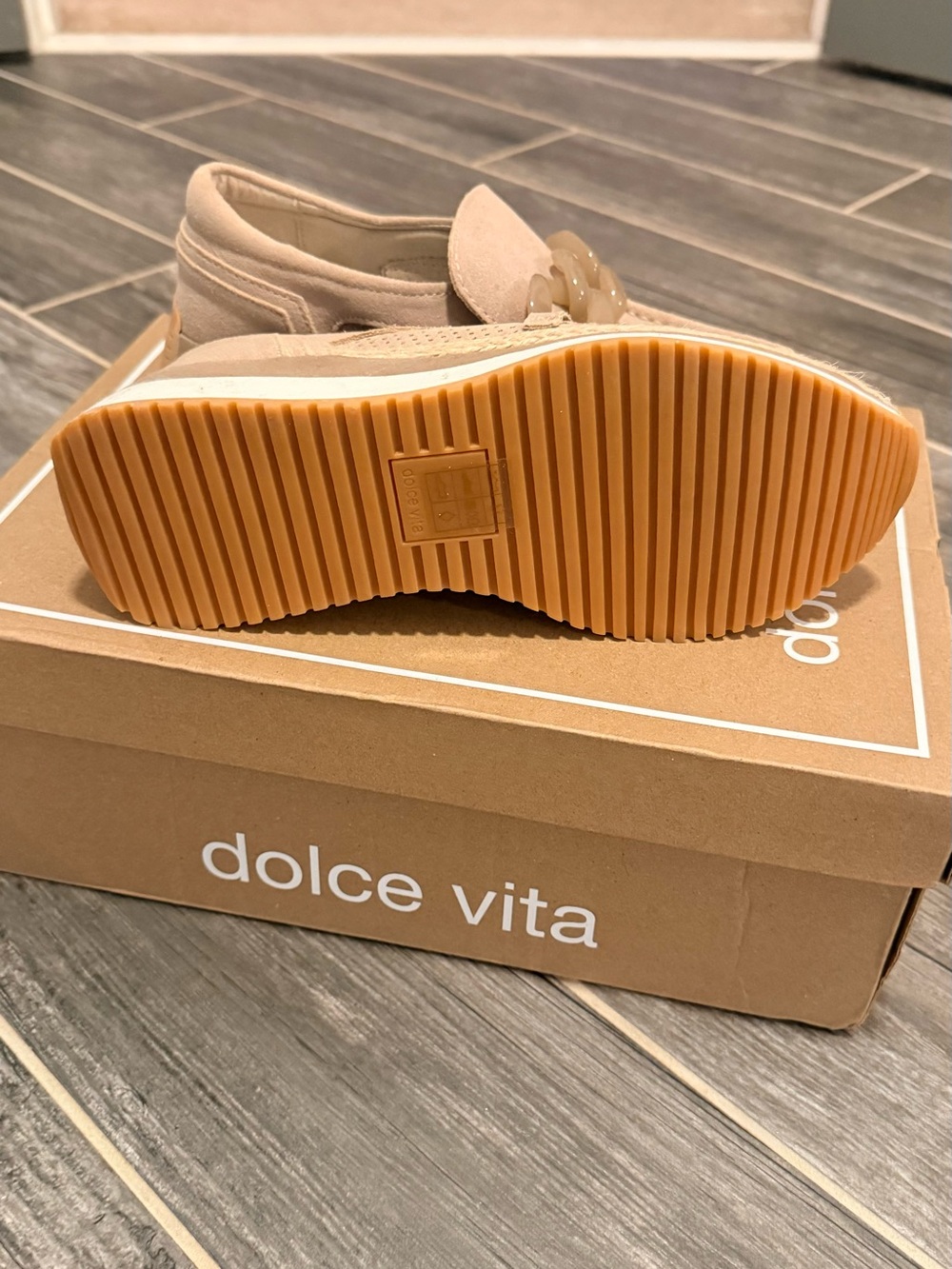 Dolce Vita Judah - Blush Beige Chain-Trim Slip-On Loafers - Picture 2 of 3